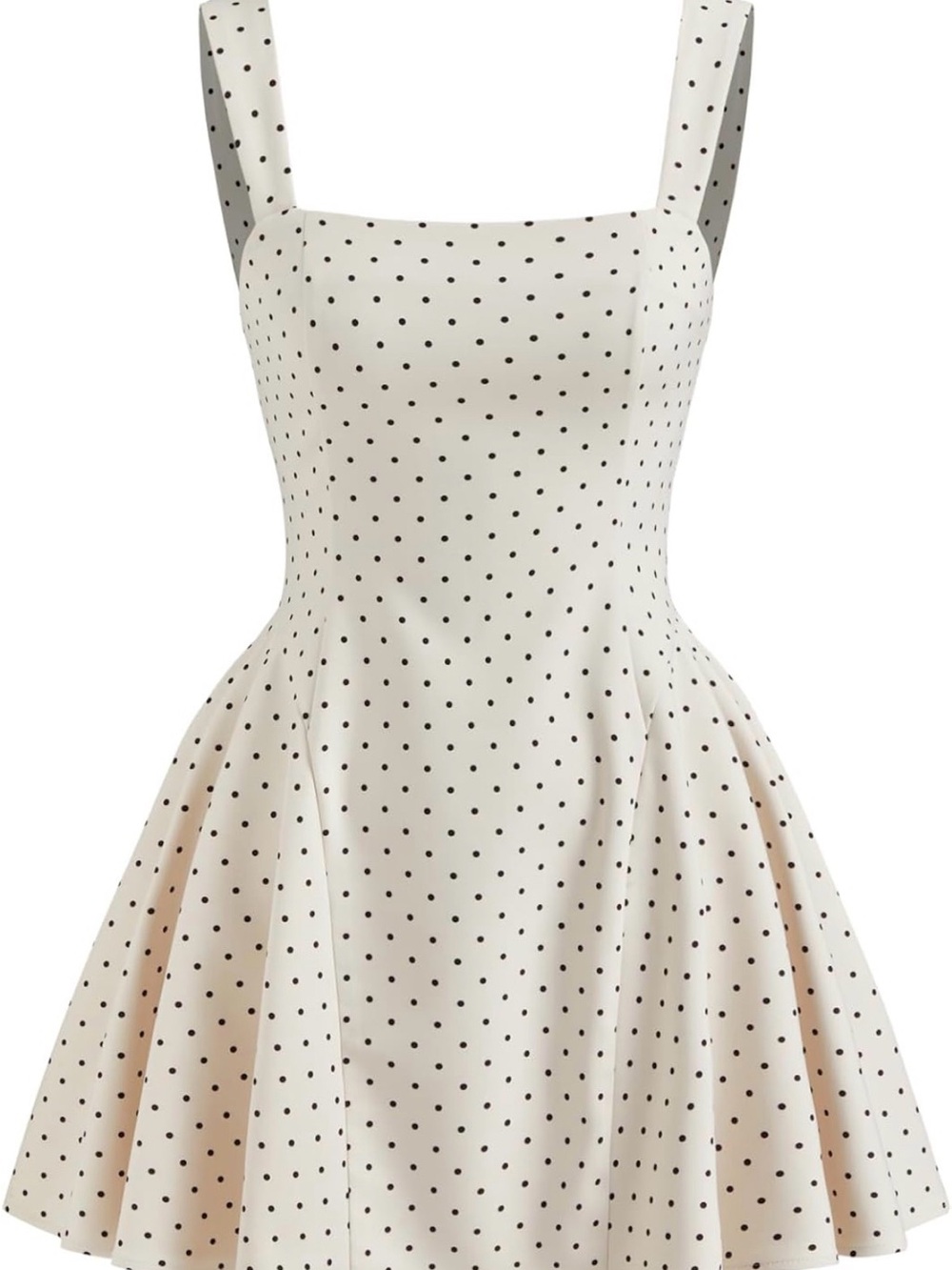 Cider Cream Polka Dot Square-Neck Mini Dress - Picture 1 of 4